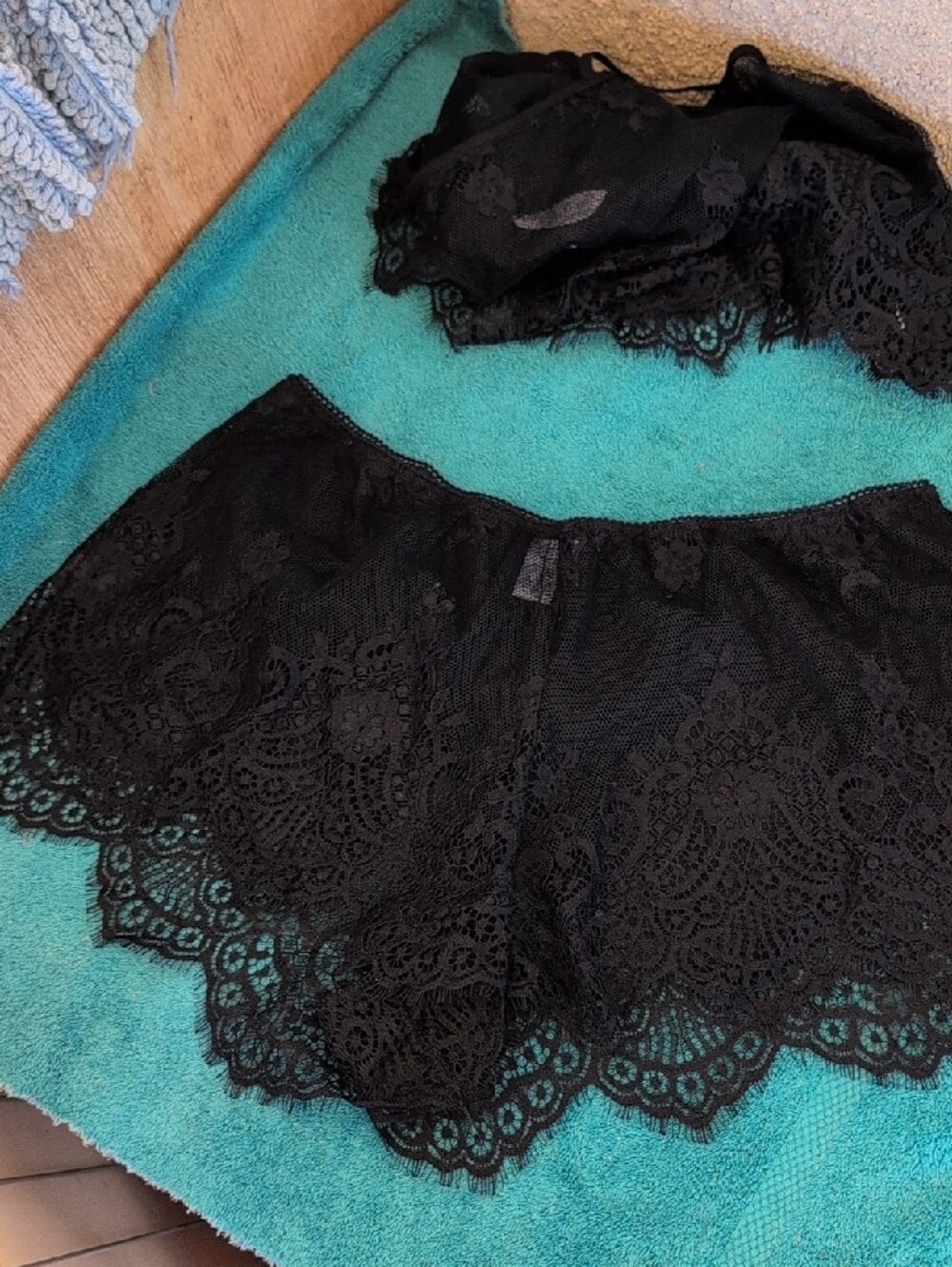 2 Pc lingerie By In Bloom Sz M Sheer Lace Cami &  Bottoms- Black - Picture 8 of 10